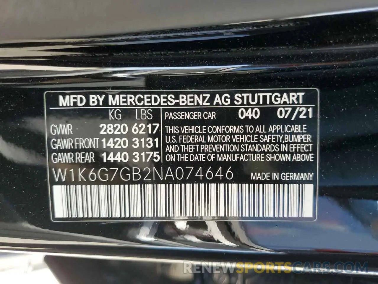 12 Photograph of a damaged car W1K6G7GB2NA074646 MERCEDES-BENZ S-CLASS 2022