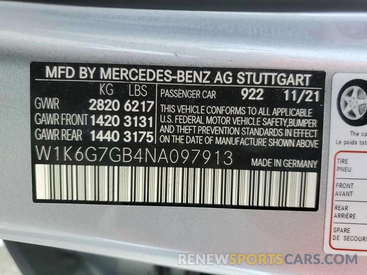 12 Photograph of a damaged car W1K6G7GB4NA097913 MERCEDES-BENZ S-CLASS 2022