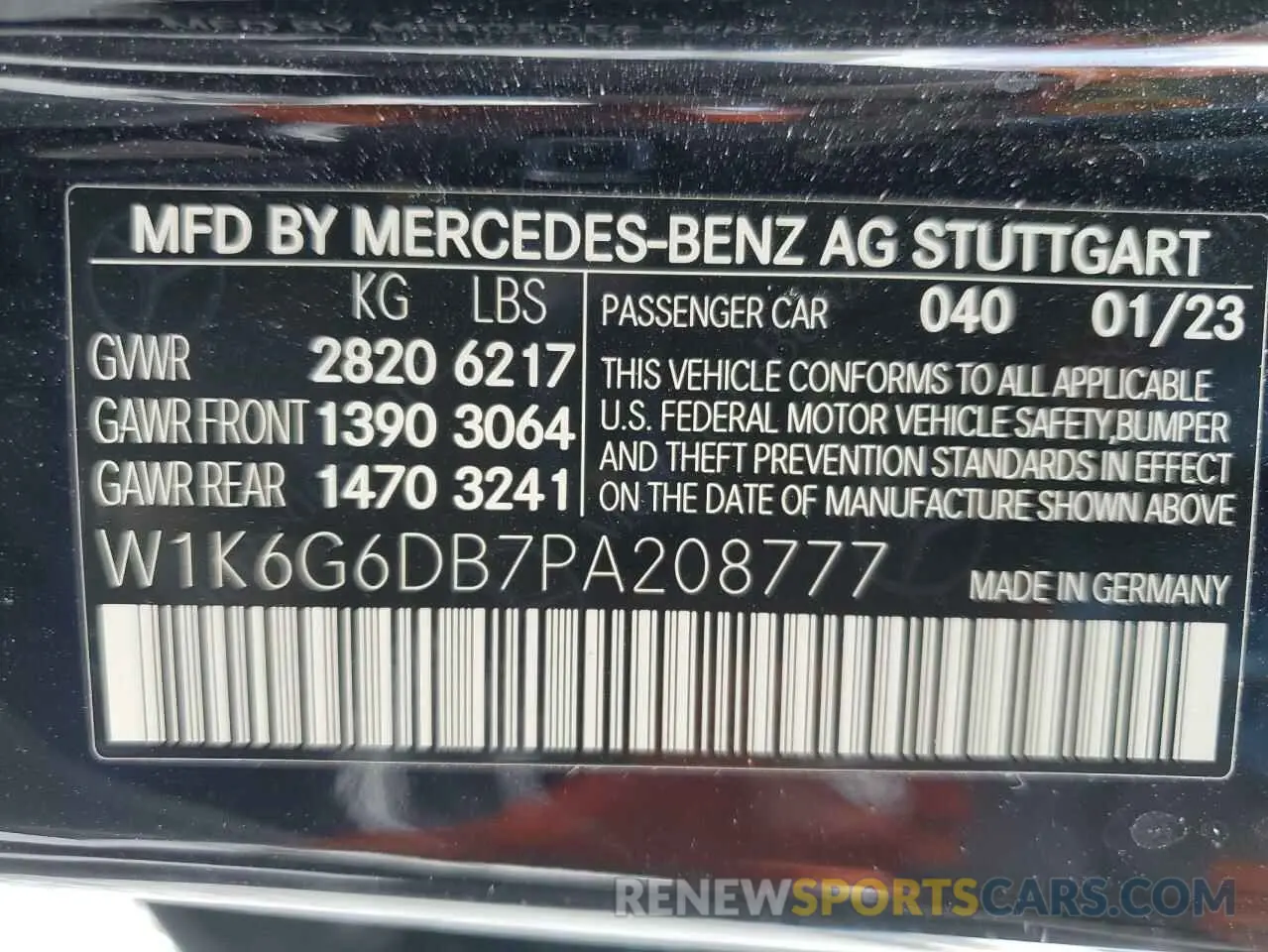 13 Photograph of a damaged car W1K6G6DB7PA208777 MERCEDES-BENZ S-CLASS 2023