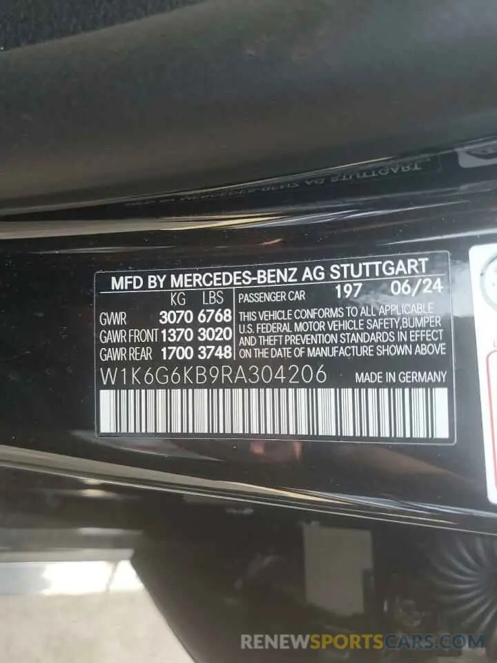 13 Photograph of a damaged car W1K6G6KB9RA304206 MERCEDES-BENZ S S580E 4M 2024