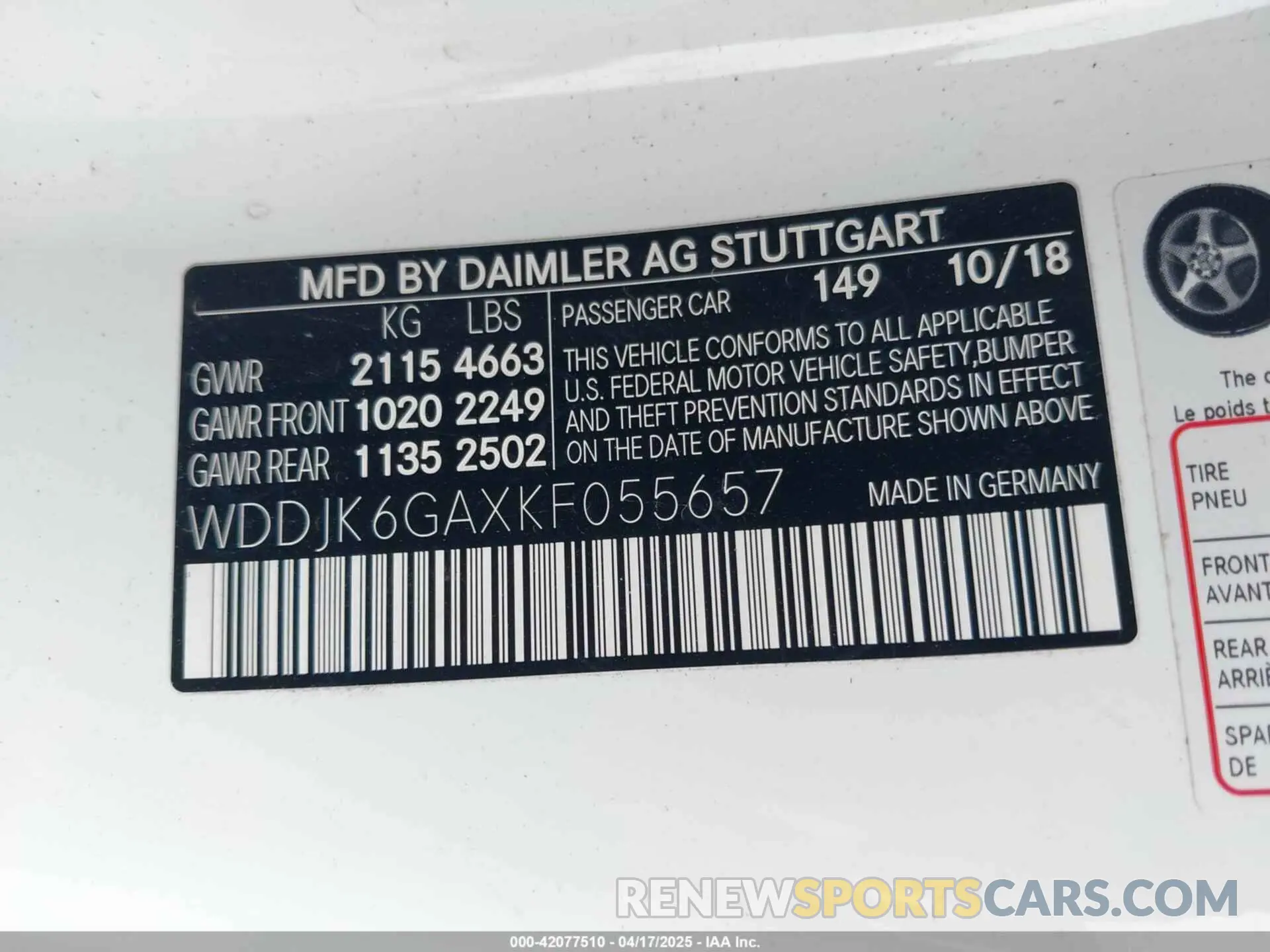 9 Photograph of a damaged car WDDJK6GAXKF055657 MERCEDES-BENZ SL 450 2019