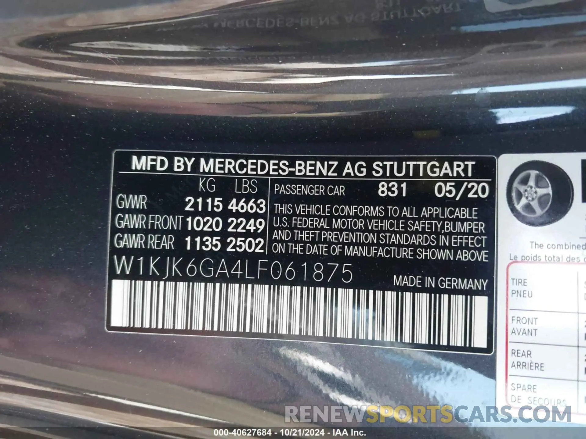 9 Photograph of a damaged car W1KJK6GA4LF061875 MERCEDES-BENZ SL 450 2020