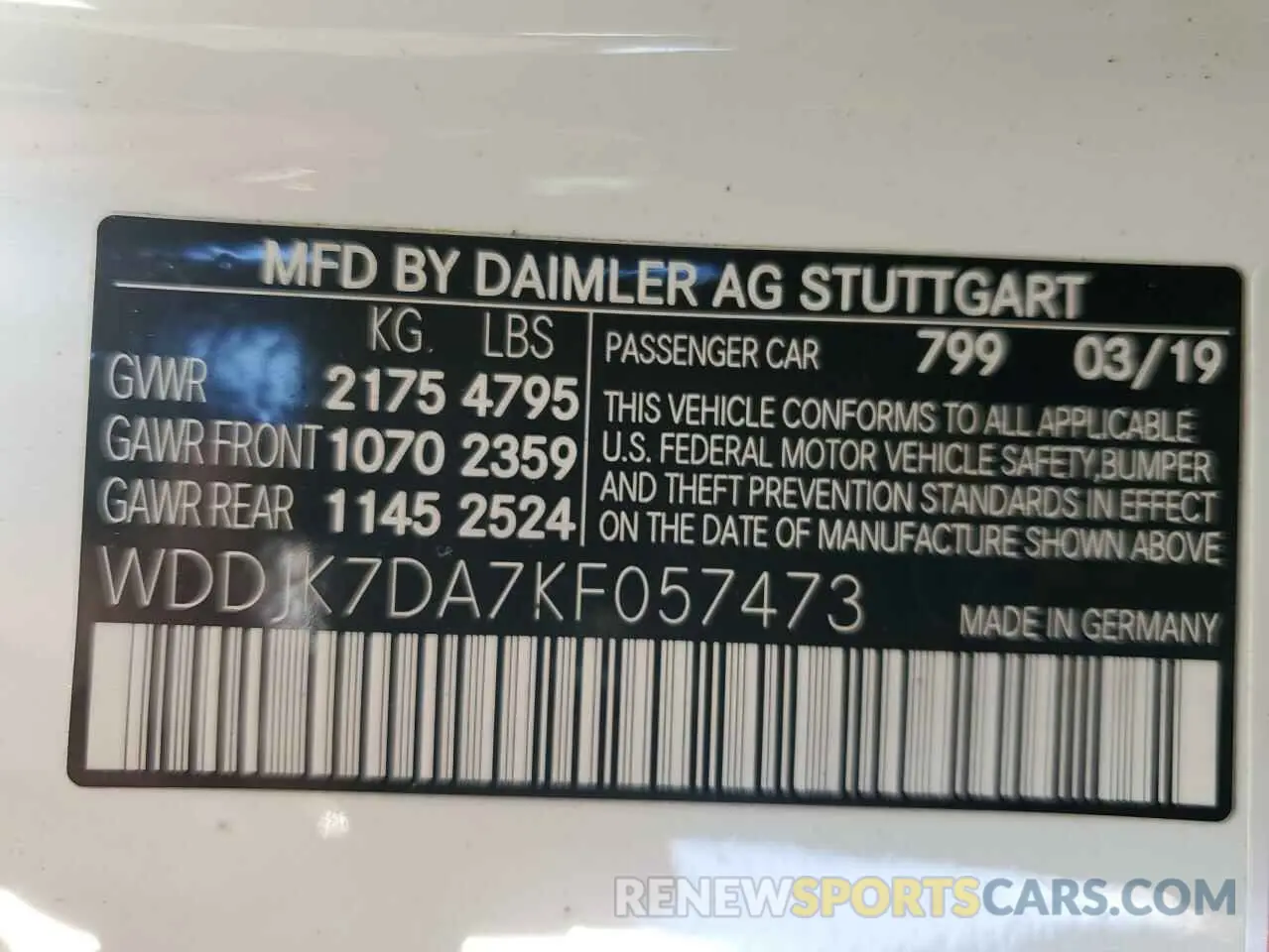 10 Photograph of a damaged car WDDJK7DA7KF057473 MERCEDES-BENZ SL-CLASS 2019