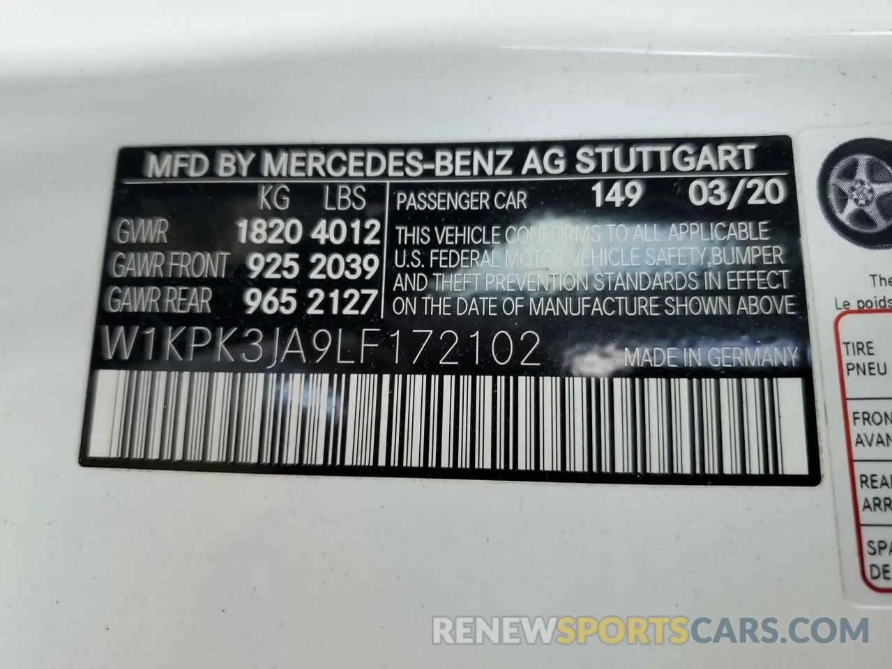 13 Photograph of a damaged car W1KPK3JA9LF172102 MERCEDES-BENZ SLC-CLASS 2020