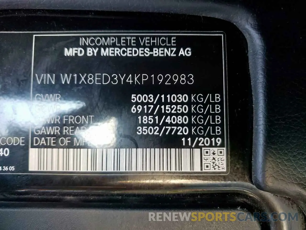 13 Photograph of a damaged car W1X8ED3Y4KP192983 MERCEDES-BENZ SPRINTER 2019