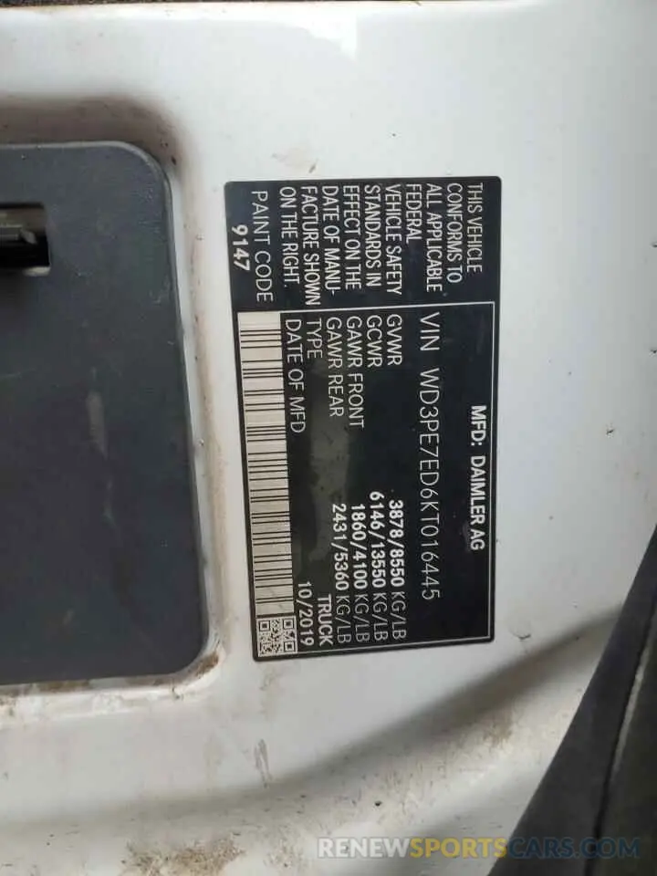 13 Photograph of a damaged car WD3PE7ED6KT016445 MERCEDES-BENZ SPRINTER 2019