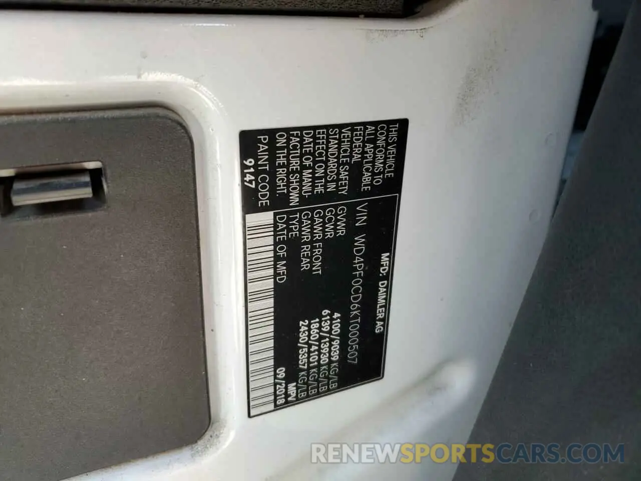 13 Photograph of a damaged car WD4PF0CD6KT000507 MERCEDES-BENZ SPRINTER 2019