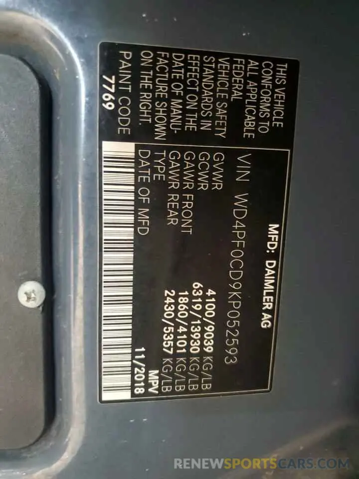 13 Photograph of a damaged car WD4PF0CD9KP052593 MERCEDES-BENZ SPRINTER 2019