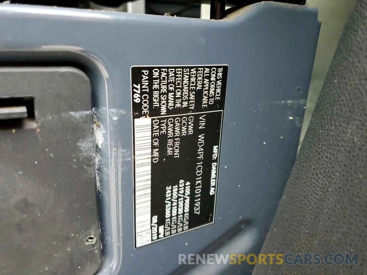 14 Photograph of a damaged car WD4PF1CD1KT011937 MERCEDES-BENZ SPRINTER 2019