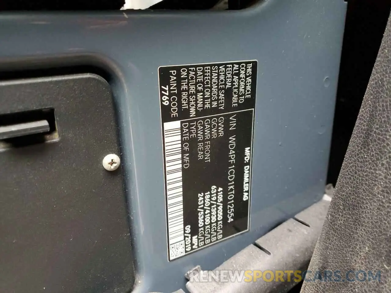 13 Photograph of a damaged car WD4PF1CD1KT012554 MERCEDES-BENZ SPRINTER 2019