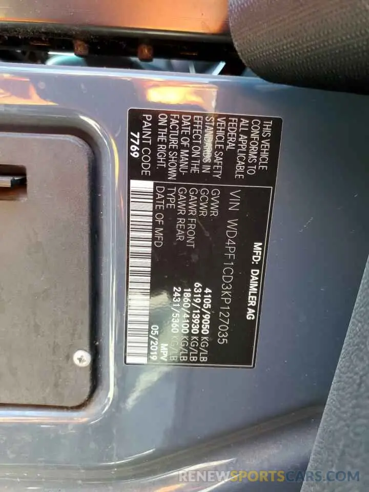 13 Photograph of a damaged car WD4PF1CD3KP127035 MERCEDES-BENZ SPRINTER 2019