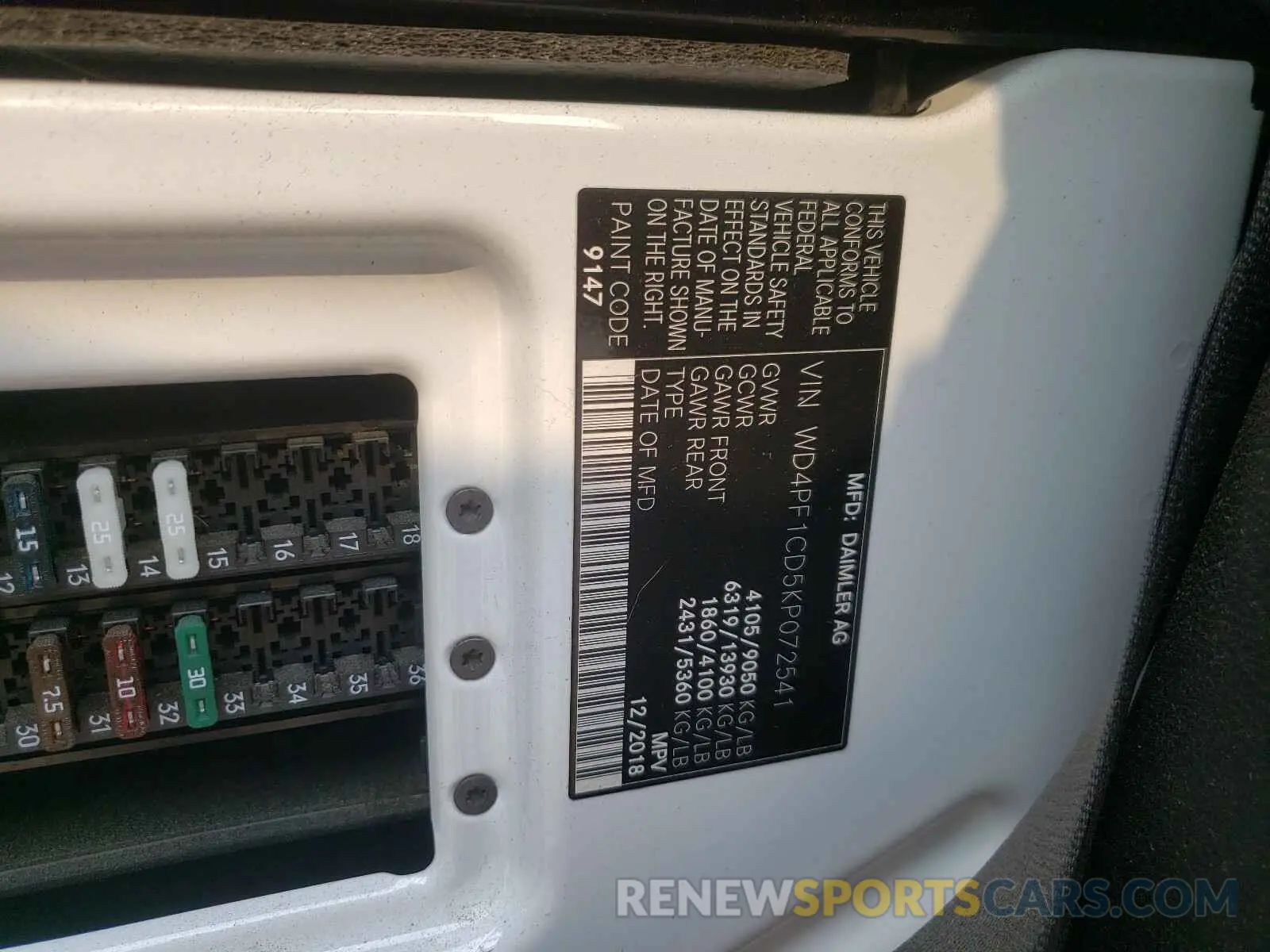 10 Photograph of a damaged car WD4PF1CD5KP072541 MERCEDES-BENZ SPRINTER 2019