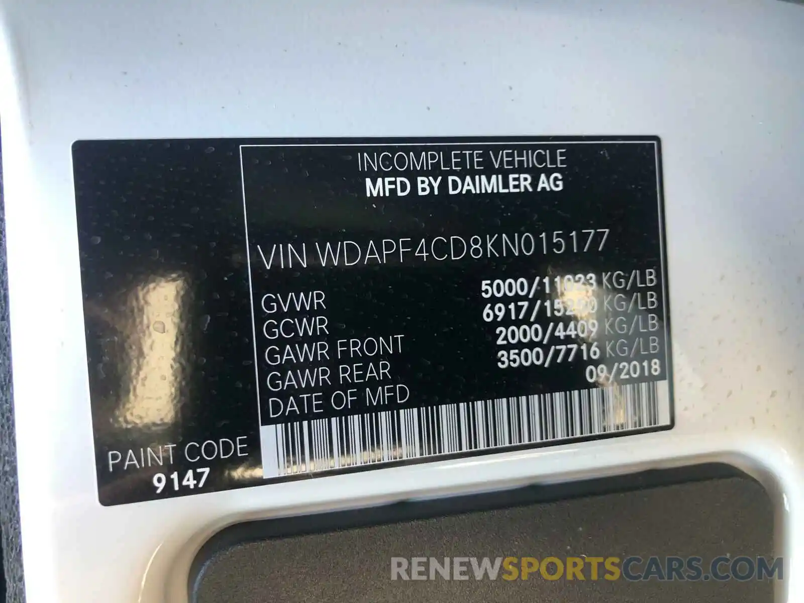 5 Photograph of a damaged car WDAPF4CD8KN015177 MERCEDES-BENZ SPRINTER 2019