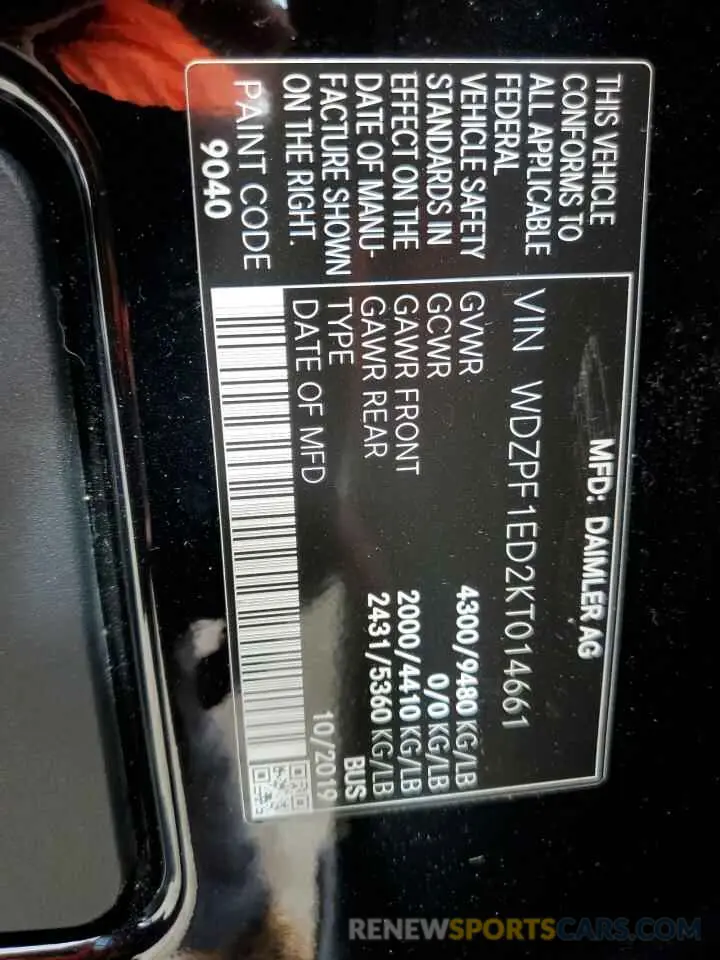 13 Photograph of a damaged car WDZPF1ED2KT014661 MERCEDES-BENZ SPRINTER 2019
