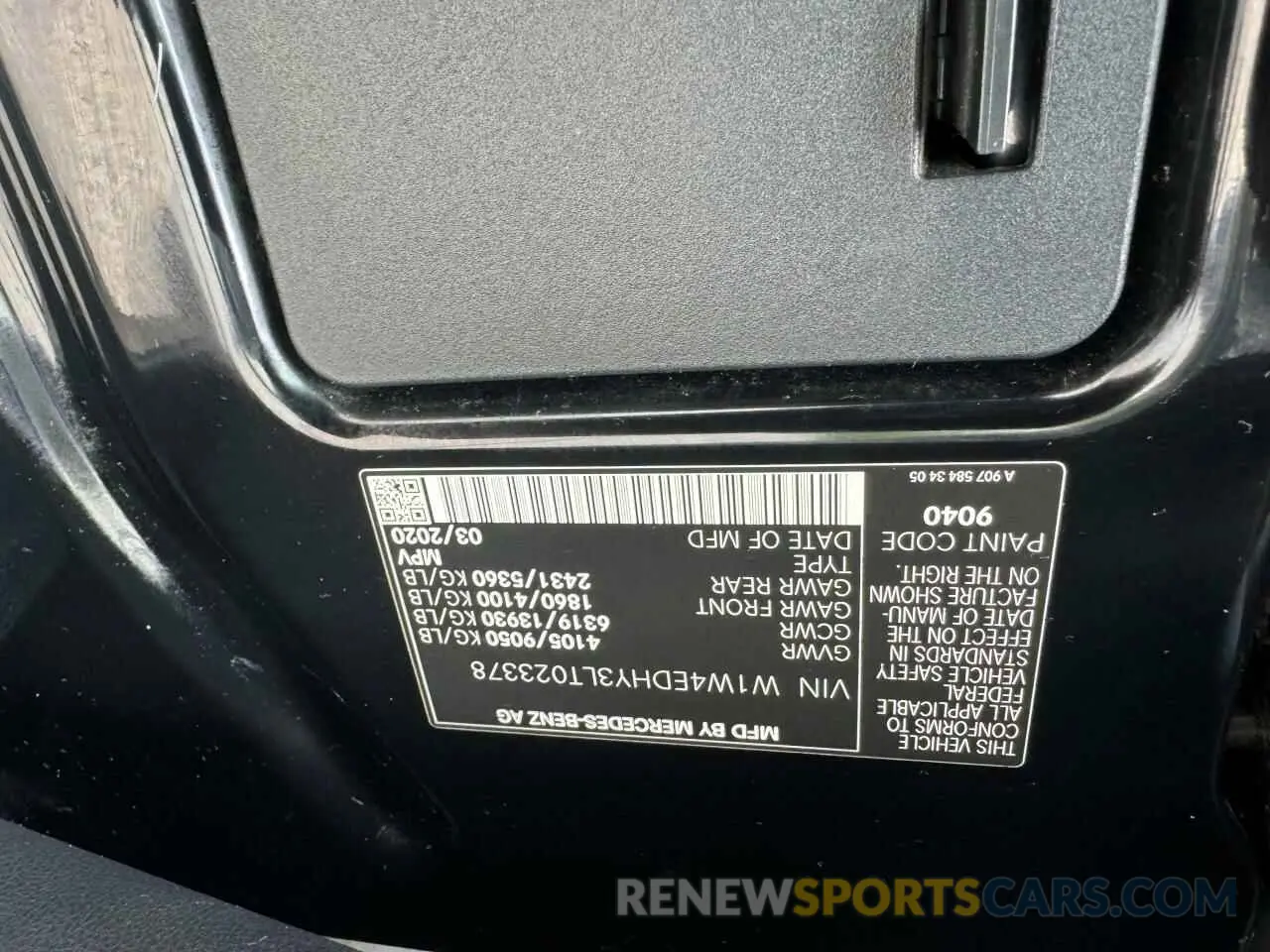 10 Photograph of a damaged car W1W4EDHY3LT023378 MERCEDES-BENZ SPRINTER 2020