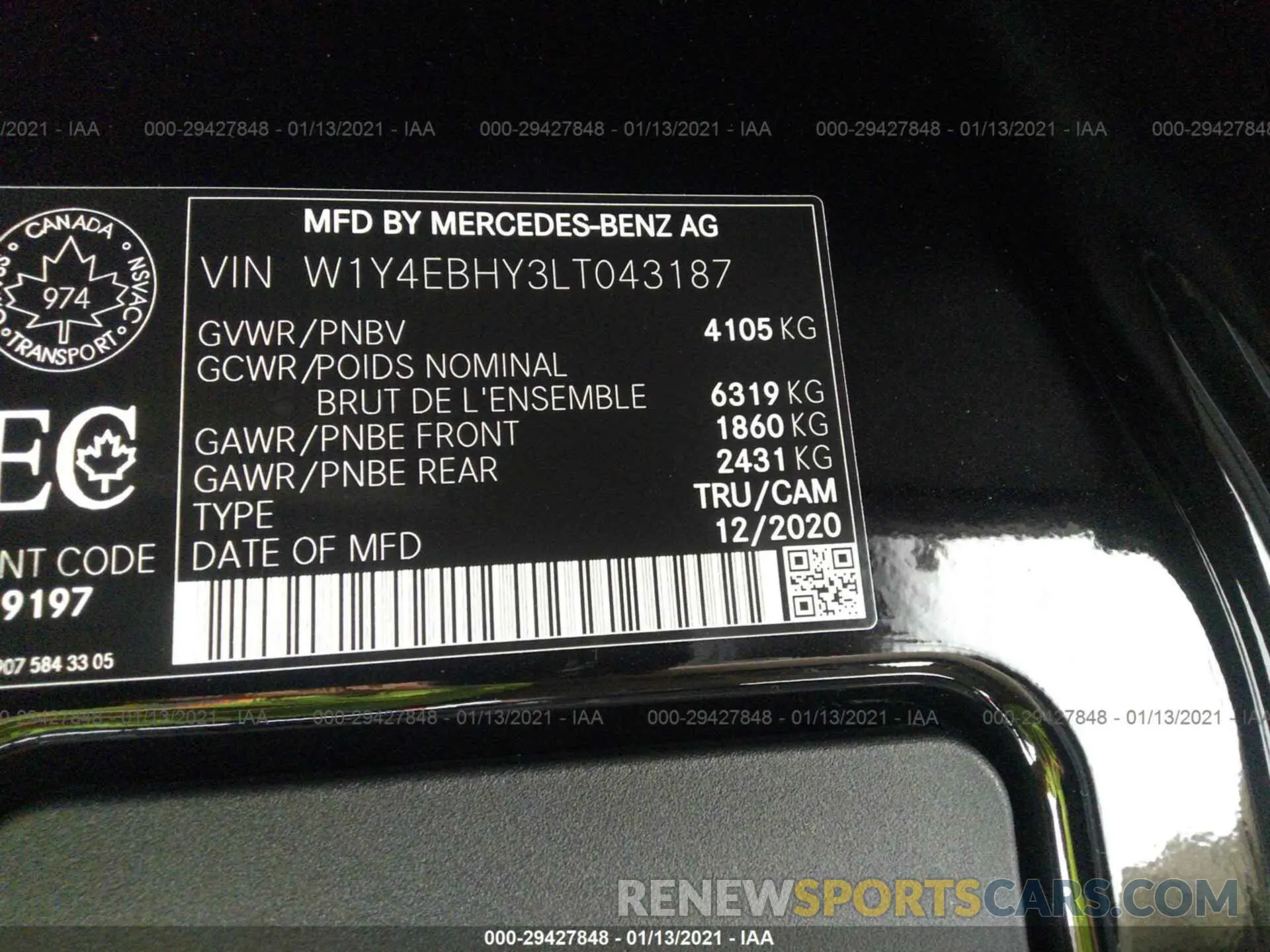9 Photograph of a damaged car W1Y4EBHY3LT043187 MERCEDES-BENZ SPRINTER 2020