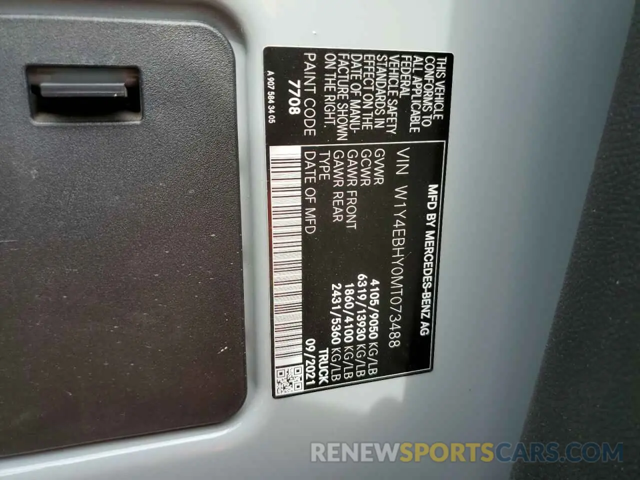 10 Photograph of a damaged car W1Y4EBHY0MT073488 MERCEDES-BENZ SPRINTER 2021