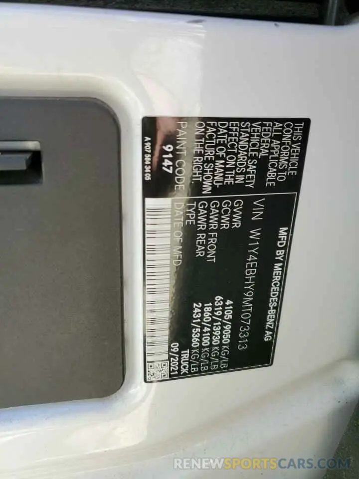 14 Photograph of a damaged car W1Y4EBHY9MT073313 MERCEDES-BENZ SPRINTER 2021