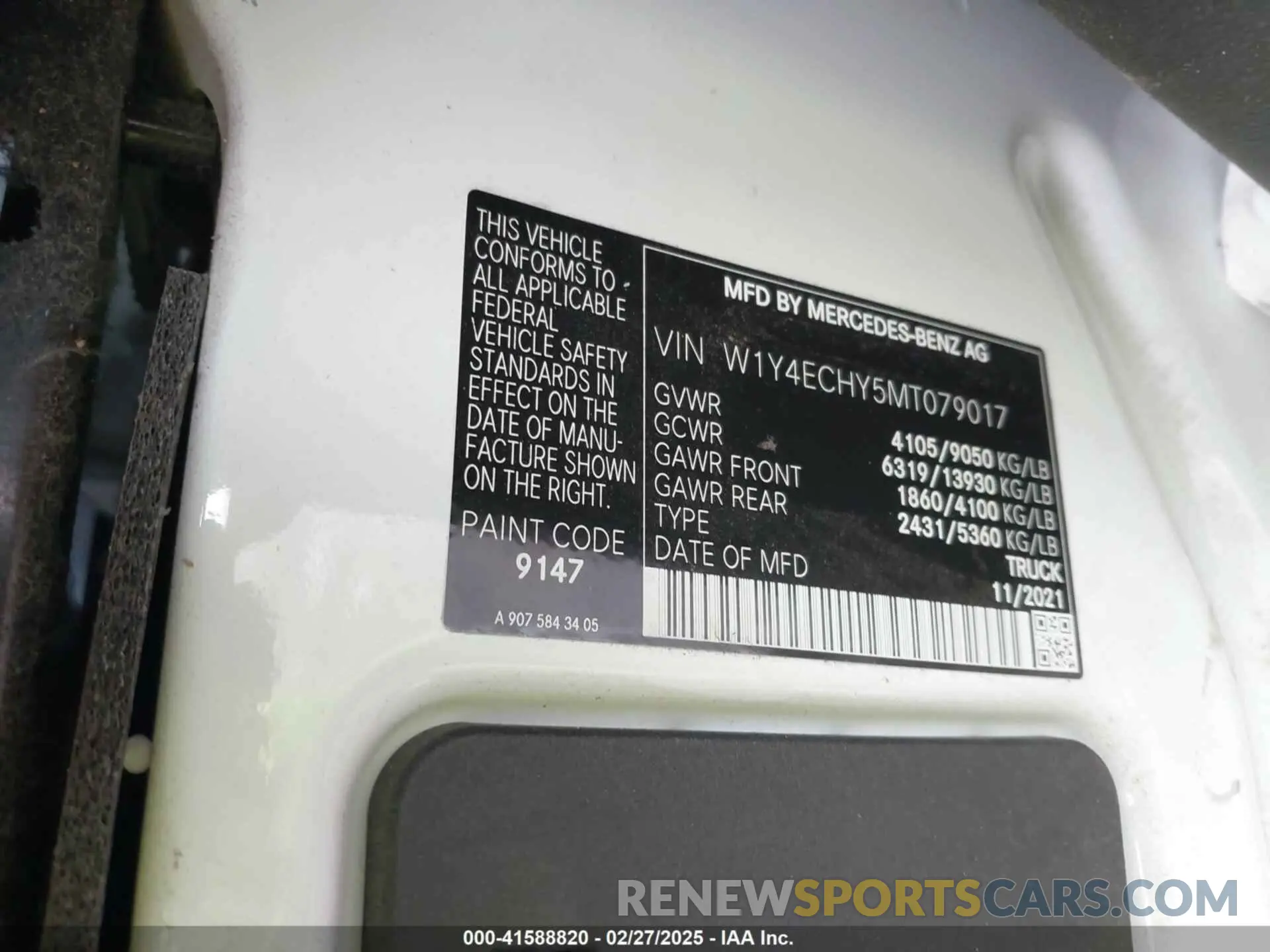 9 Photograph of a damaged car W1Y4ECHY5MT079017 MERCEDES-BENZ SPRINTER 2021
