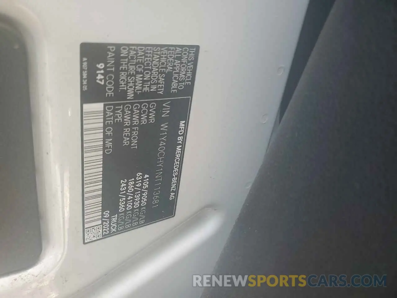 13 Photograph of a damaged car W1Y40CHY1NT113681 MERCEDES-BENZ SPRINTER 2022