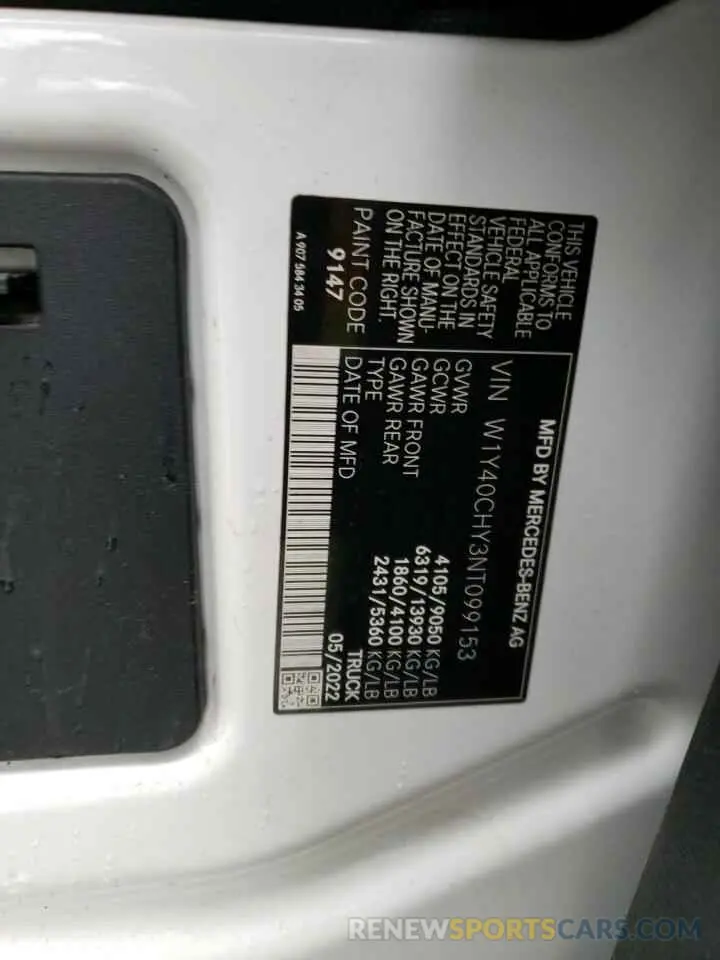 13 Photograph of a damaged car W1Y40CHY3NT099153 MERCEDES-BENZ SPRINTER 2022