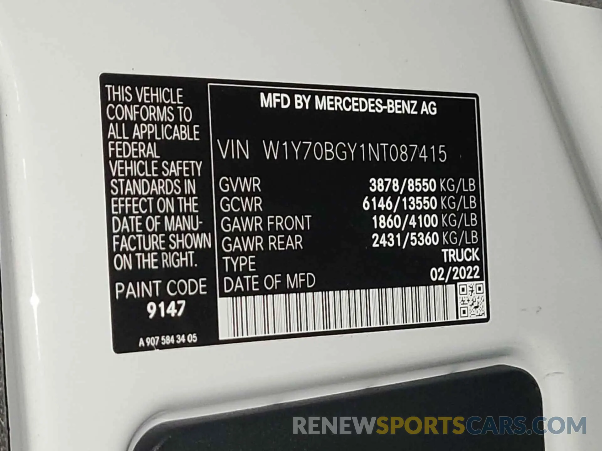 38 Photograph of a damaged car W1Y70BGY1NT087415 MERCEDES-BENZ SPRINTER 2022