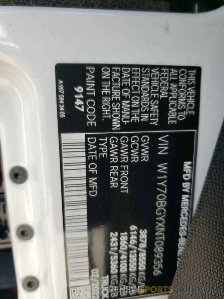 13 Photograph of a damaged car W1Y70BGYXNT089356 MERCEDES-BENZ SPRINTER 2022