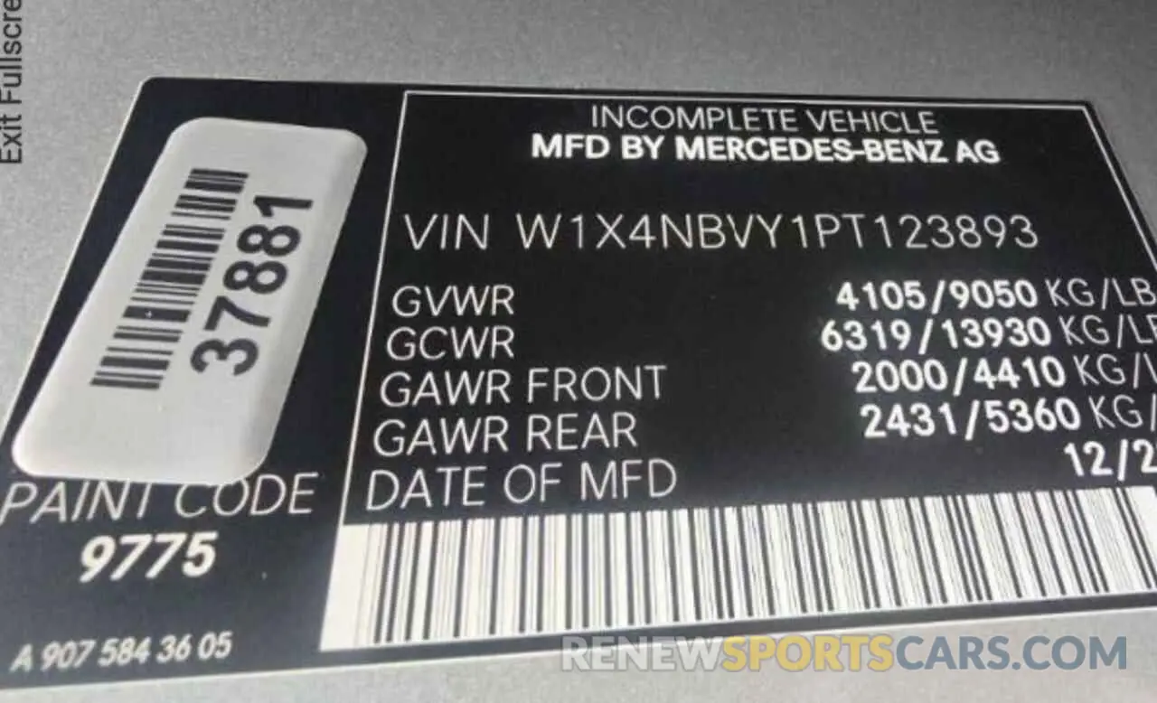 10 Photograph of a damaged car W1X4NBVY1PT123893 MERCEDES-BENZ SPRINTER 2023