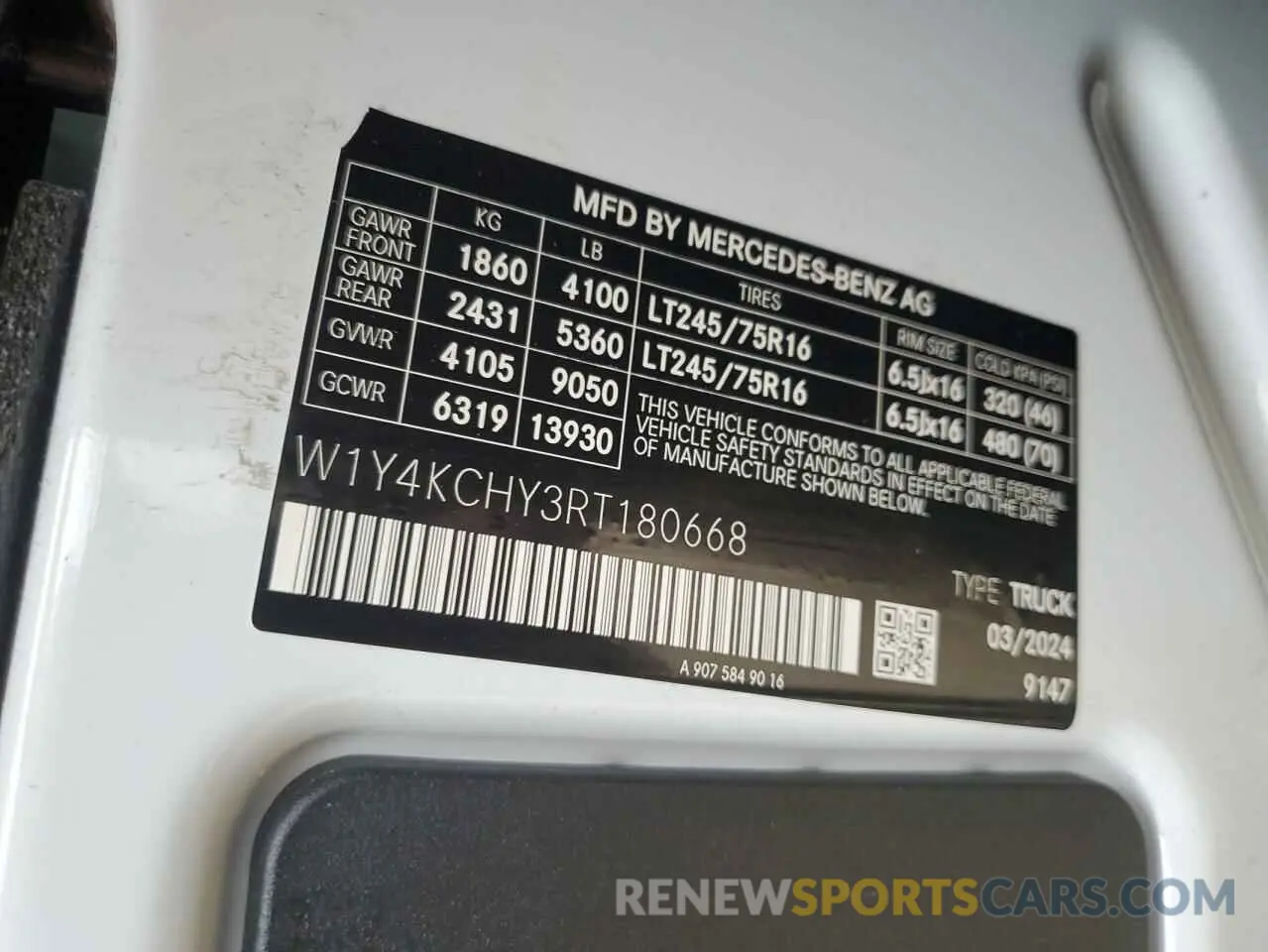 13 Photograph of a damaged car W1Y4KCHY3RT180668 MERCEDES-BENZ SPRINTER 2024