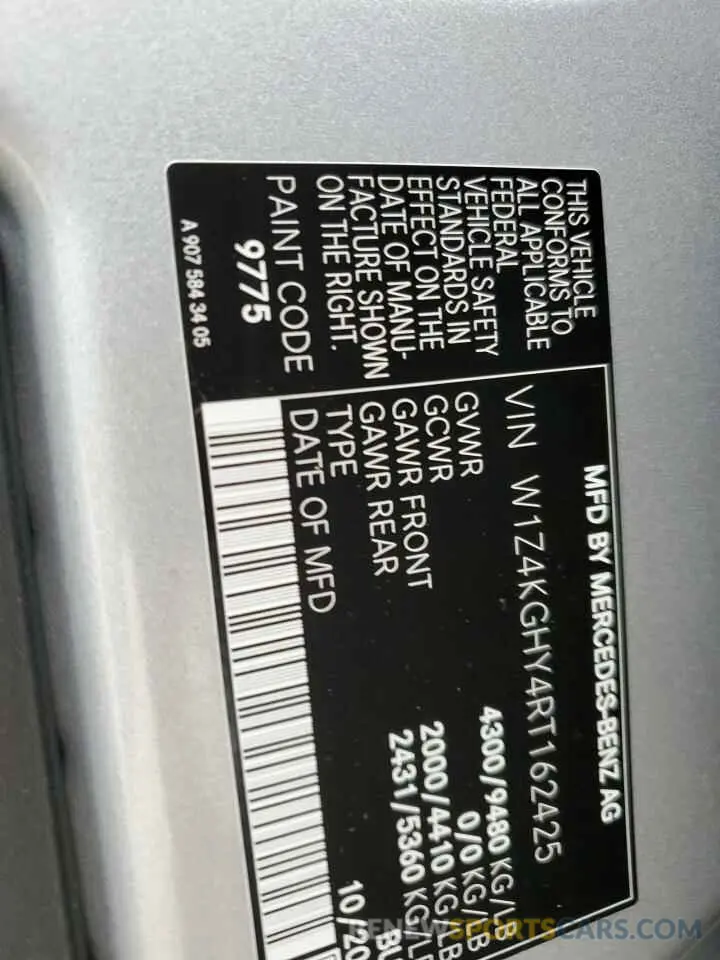 14 Photograph of a damaged car W1Z4KGHY4RT162425 MERCEDES-BENZ SPRINTER 2024