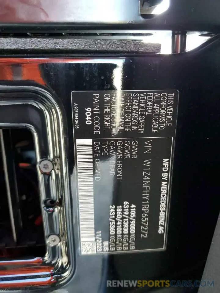 13 Photograph of a damaged car W1Z4NFHY1RP657272 MERCEDES-BENZ SPRINTER 2024