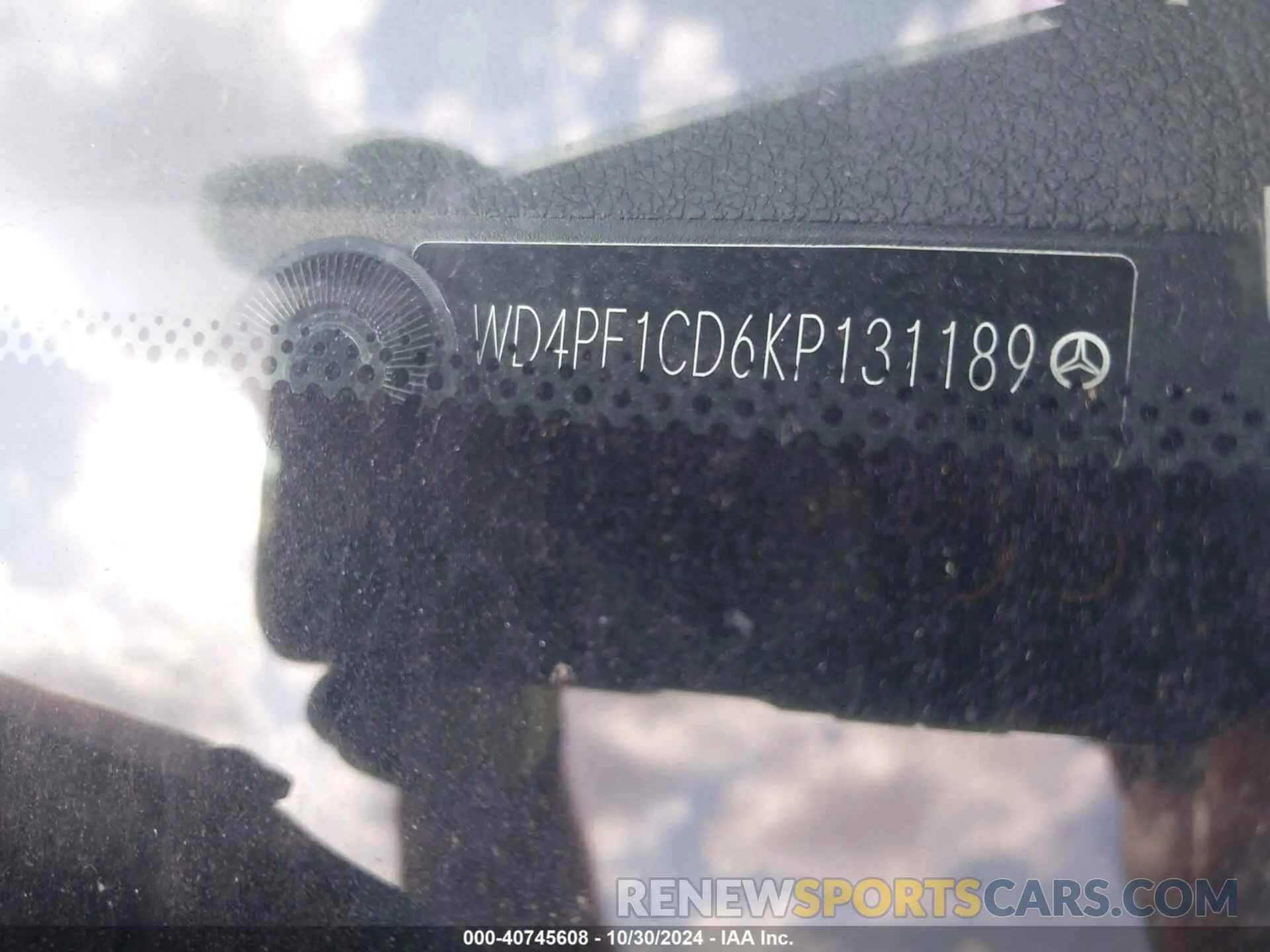 9 Photograph of a damaged car WD4PF1CD6KP131189 MERCEDES-BENZ SPRINTER 2500 2019