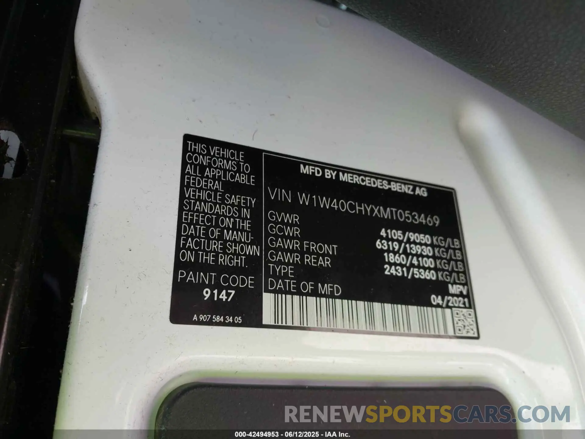 9 Photograph of a damaged car W1W40CHYXMT053469 MERCEDES-BENZ SPRINTER 2500 2021