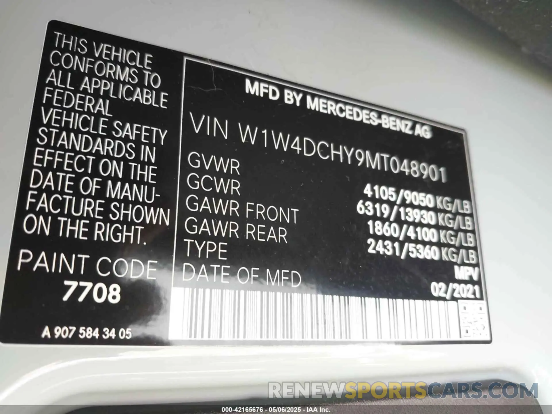 9 Photograph of a damaged car W1W4DCHY9MT048901 MERCEDES-BENZ SPRINTER 2500 2021