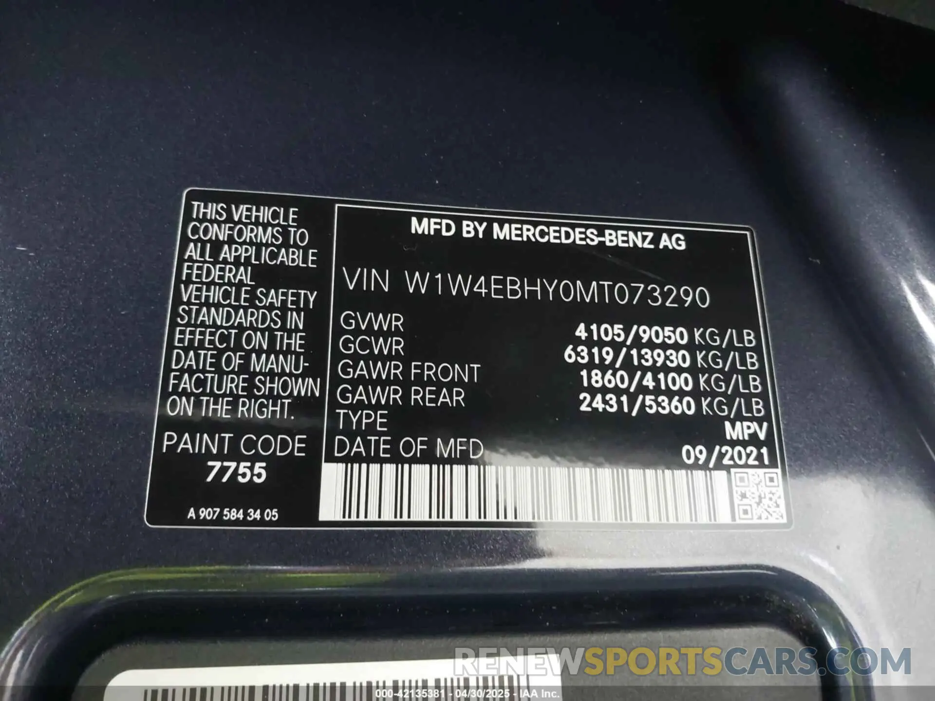 9 Photograph of a damaged car W1W4EBHY0MT073290 MERCEDES-BENZ SPRINTER 2500 2021