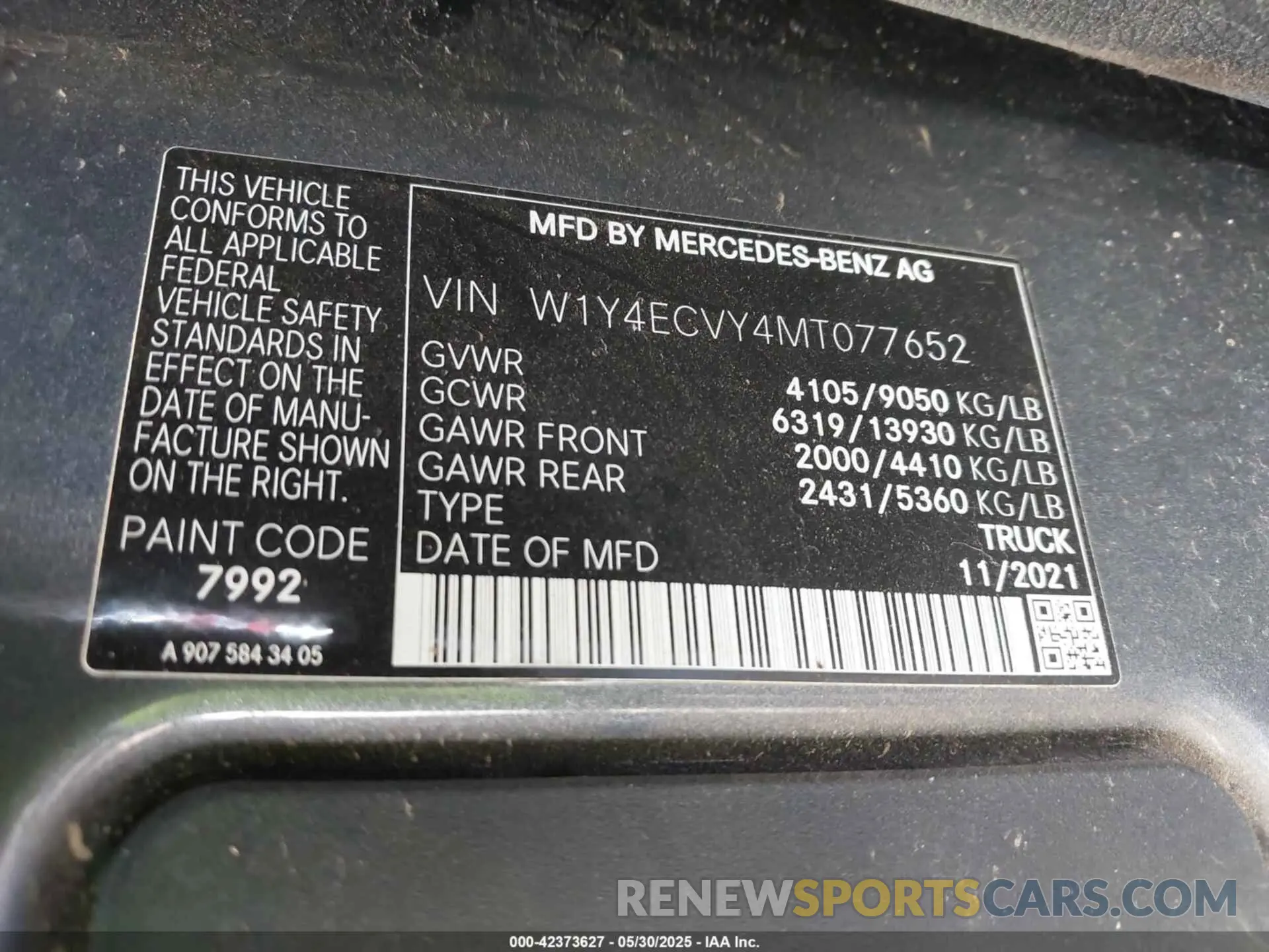 9 Photograph of a damaged car W1Y4ECVY4MT077652 MERCEDES-BENZ SPRINTER 2500 2021