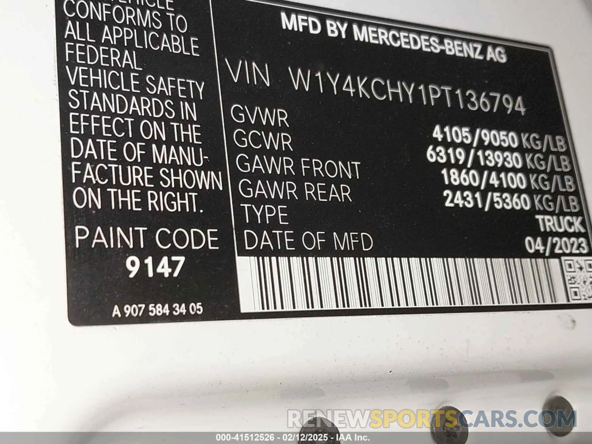 9 Photograph of a damaged car W1Y4KCHY1PT136794 MERCEDES-BENZ SPRINTER 2500 2023
