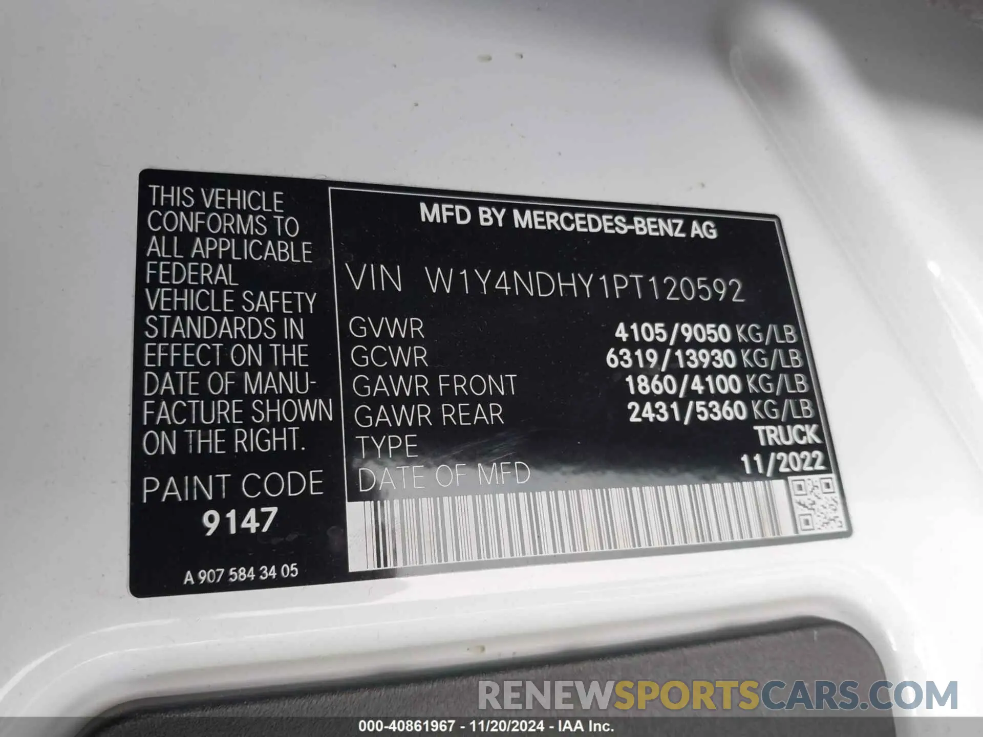 9 Photograph of a damaged car W1Y4NDHY1PT120592 MERCEDES-BENZ SPRINTER 2500 2023