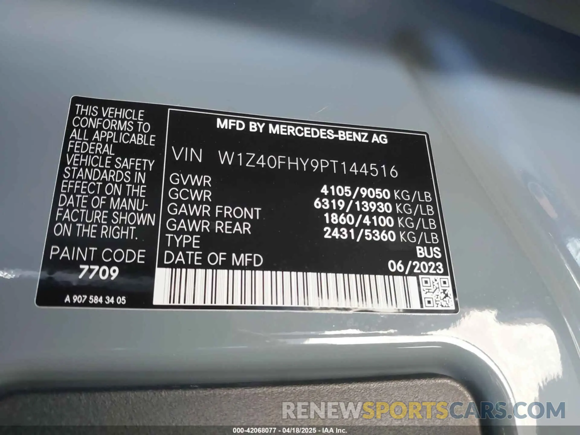 9 Photograph of a damaged car W1Z40FHY9PT144516 MERCEDES-BENZ SPRINTER 2500 2023