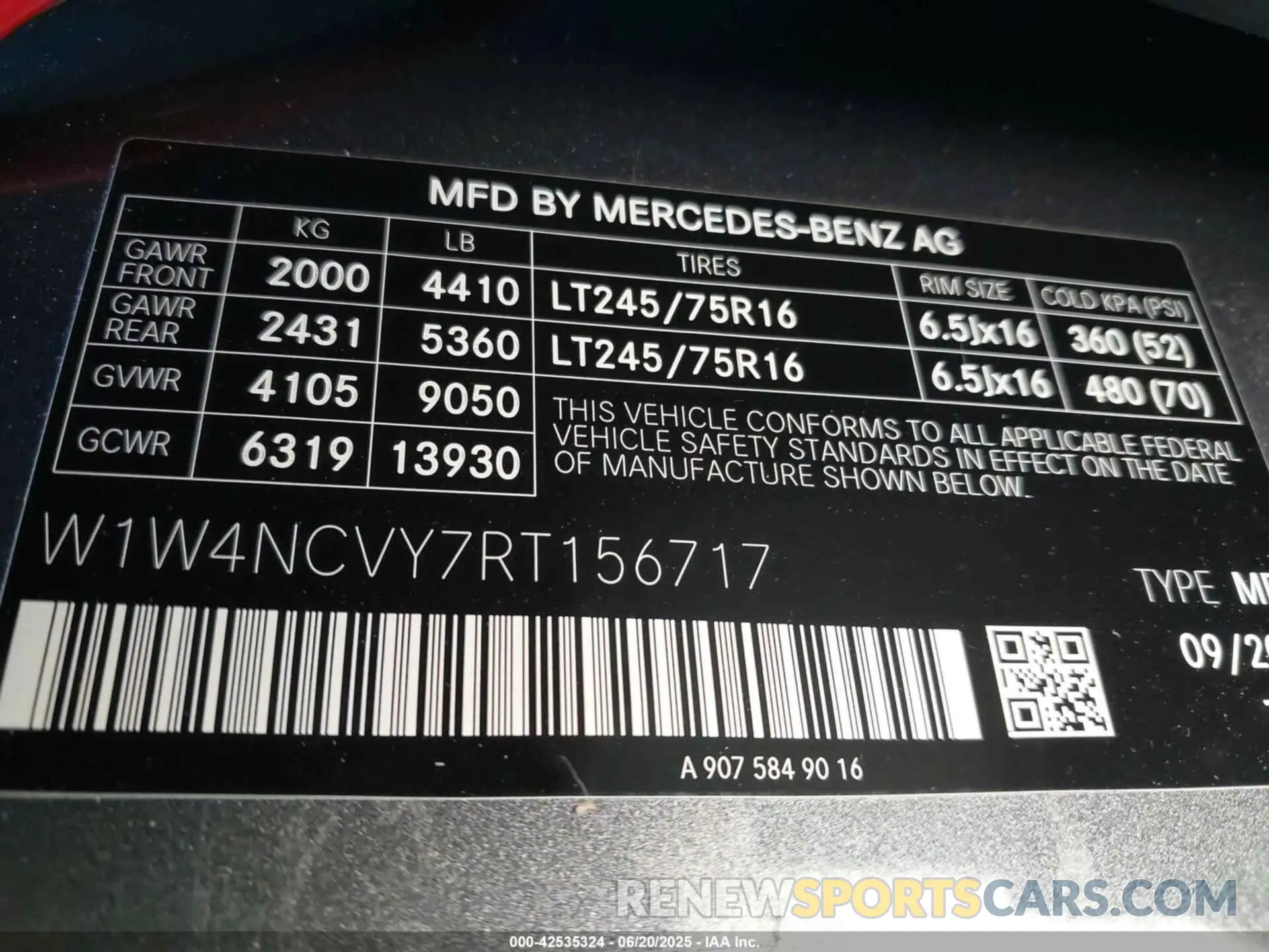 9 Photograph of a damaged car W1W4NCVY7RT156717 MERCEDES-BENZ SPRINTER 2500 2024