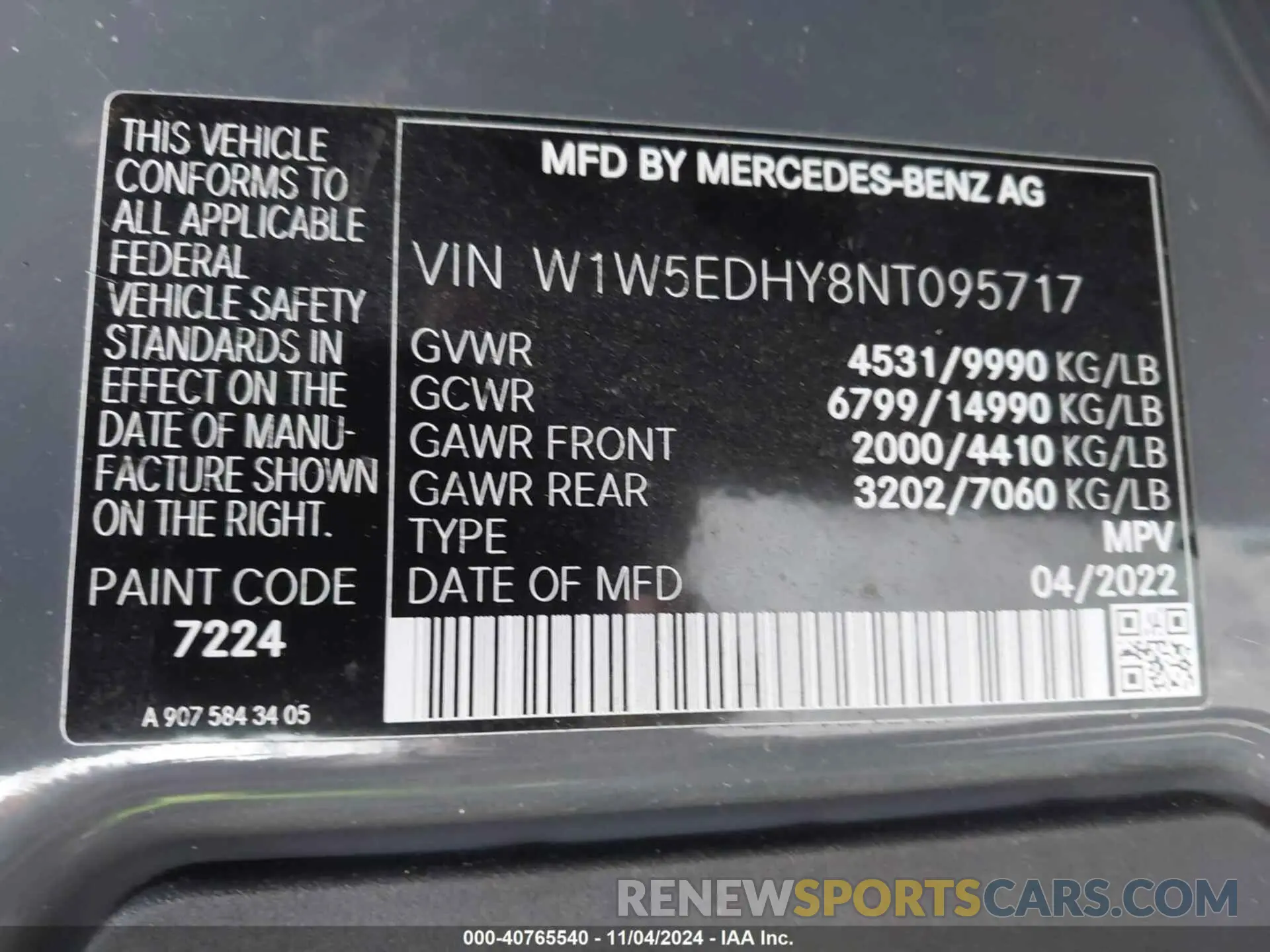 9 Photograph of a damaged car W1W5EDHY8NT095717 MERCEDES-BENZ SPRINTER 3500 2022