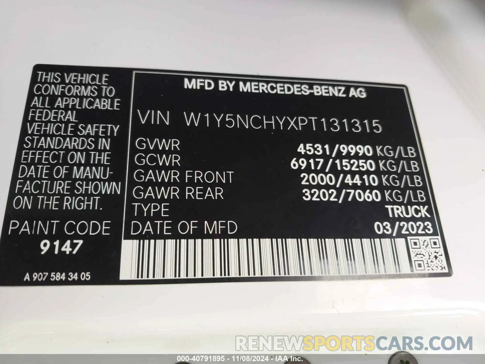 9 Photograph of a damaged car W1Y5NCHYXPT131315 MERCEDES-BENZ SPRINTER 3500 2023