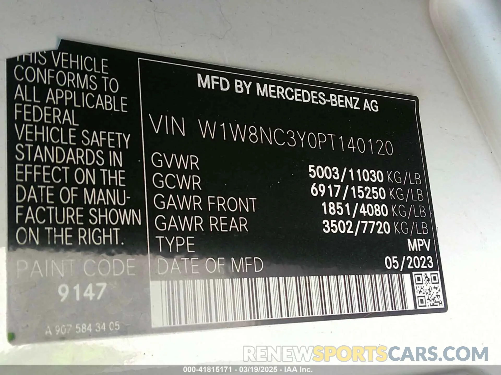 9 Photograph of a damaged car W1W8NC3Y0PT140120 MERCEDES-BENZ SPRINTER 3500XD 2023