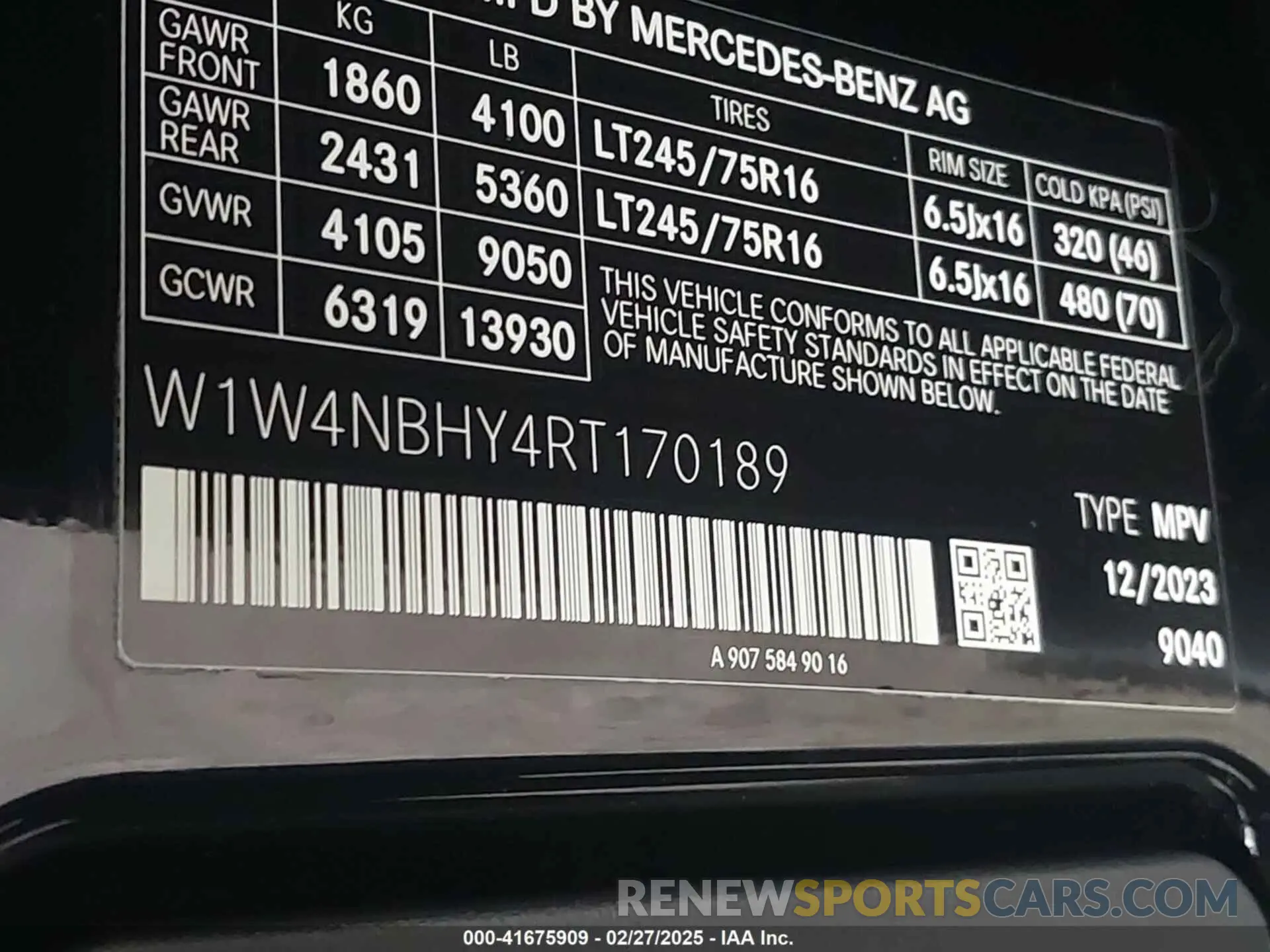 9 Photograph of a damaged car W1W4NBHY4RT170189 MERCEDES-BENZ SPRINTER CARGO VAN 2024