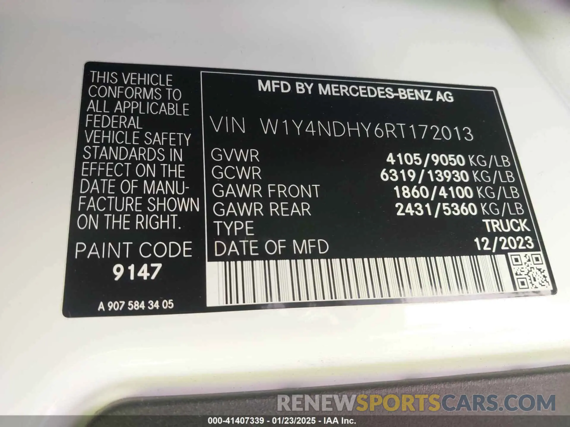 9 Photograph of a damaged car W1Y4NDHY6RT172013 MERCEDES-BENZ SPRINTER CARGO VAN 2024