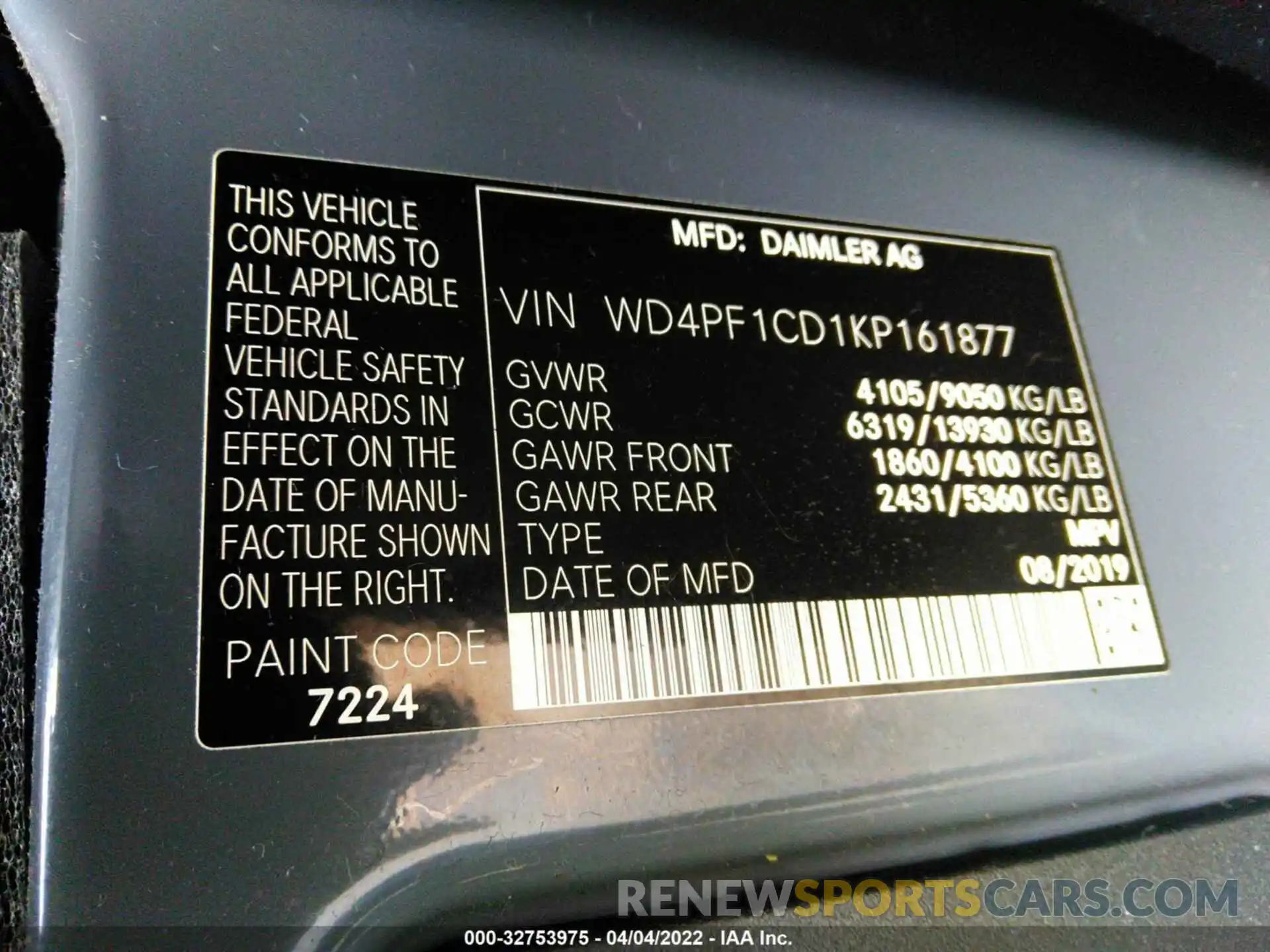 9 Photograph of a damaged car WD4PF1CD1KP161877 MERCEDES-BENZ SPRINTER VAN 2019