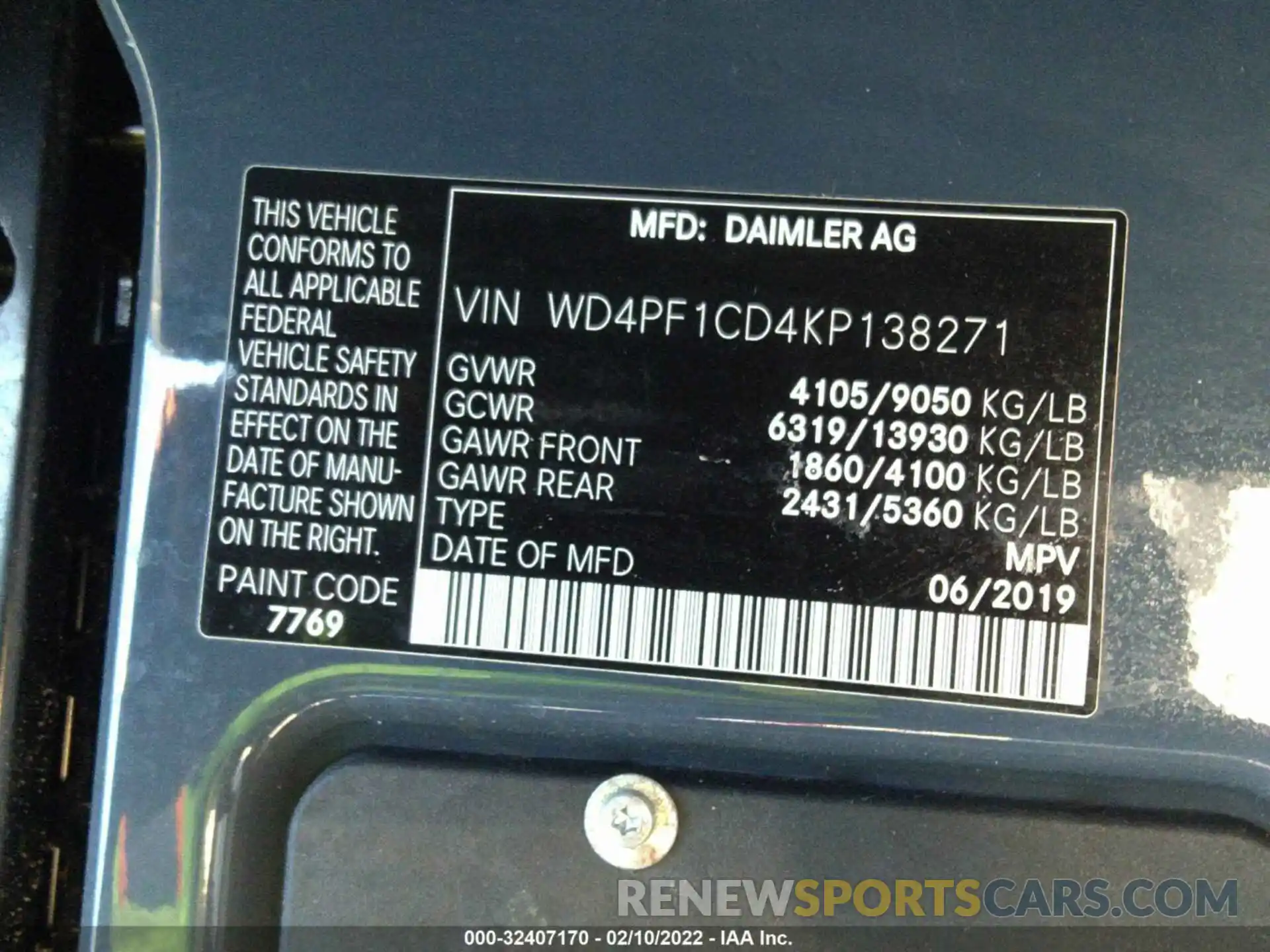 9 Photograph of a damaged car WD4PF1CD4KP138271 MERCEDES-BENZ SPRINTER VAN 2019