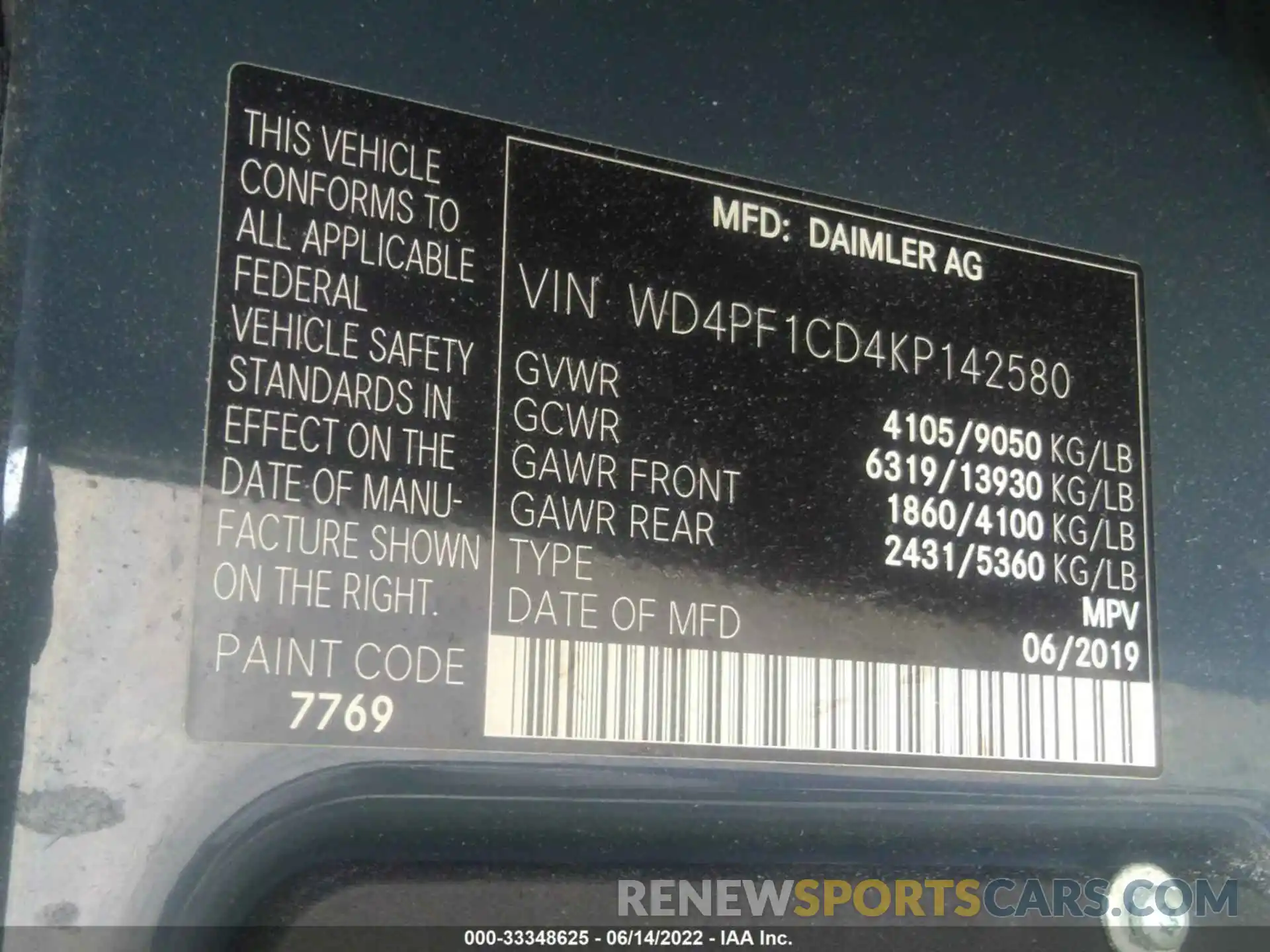 9 Photograph of a damaged car WD4PF1CD4KP142580 MERCEDES-BENZ SPRINTER VAN 2019