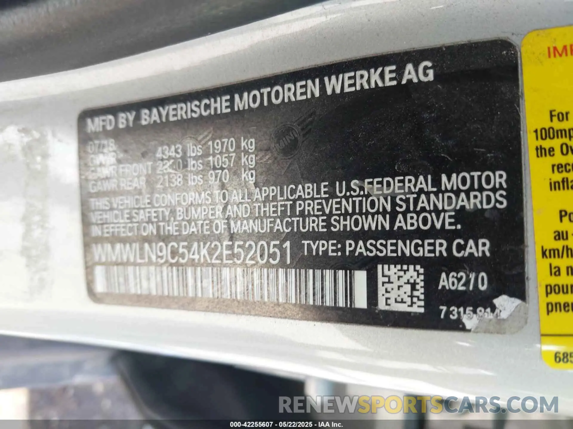 9 Photograph of a damaged car WMWLN9C54K2E52051 MINI CLUBMAN 2019