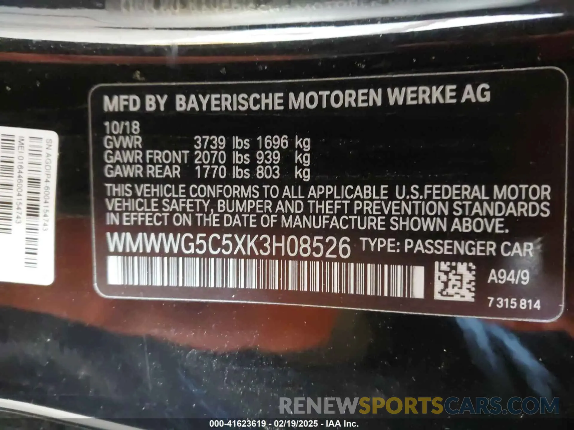 9 Photograph of a damaged car WMWWG5C5XK3H08526 MINI CONVERTIBLE 2019
